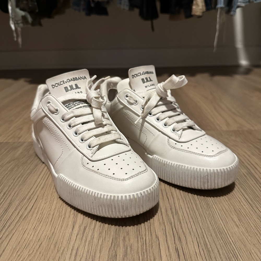Dolce & Gabbana White Miami Leather Low Tops
